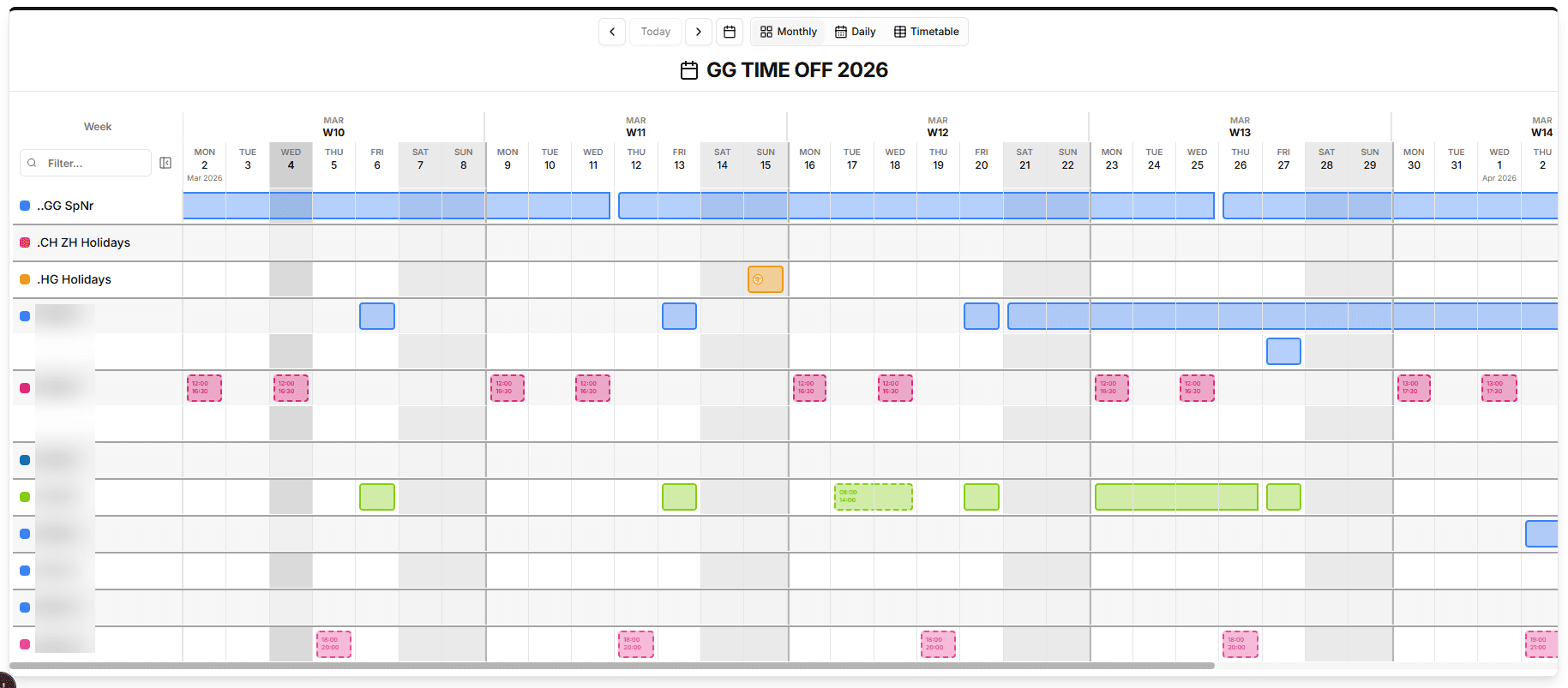 Kalensio Monthly View (Light)